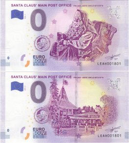0 Euro Suomi - Joulupukki I ja II "virhesetelit" 0 Euro Suomi - Joulupukki I ja II "virhesetelit"